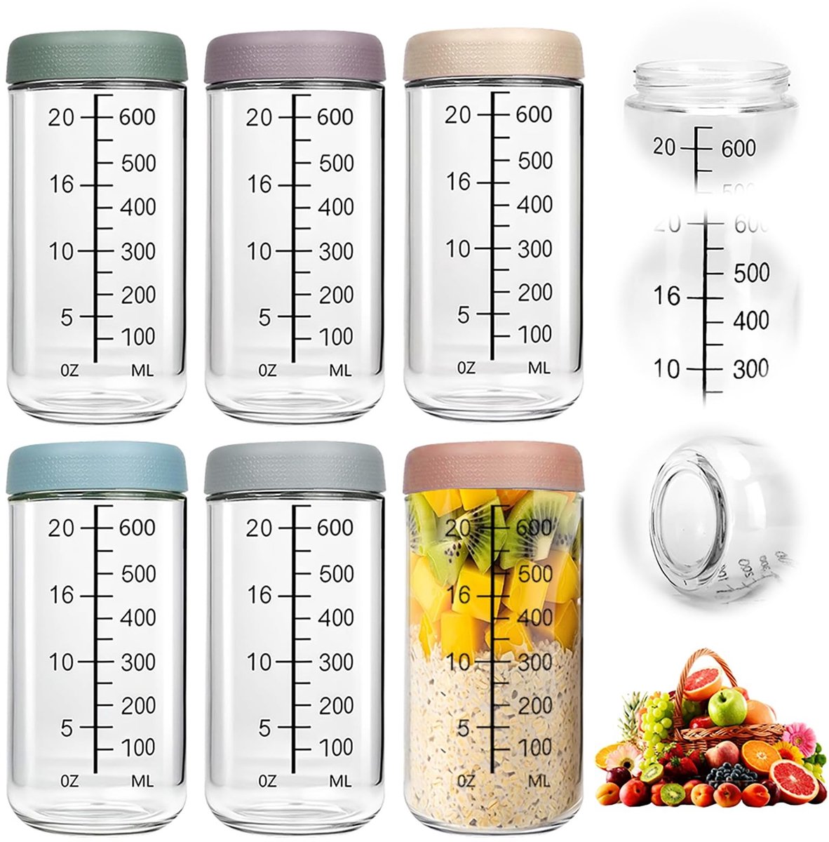 Dailygoods- Glazen Potten 750 ml - Voorraadpotten - Meal Prep Potten - Opbergpotten met Deksel - BPA-vrij - Vaatwasmachinebestendig