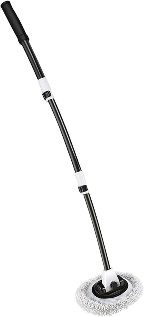 Autowasborstel - Reinigingsmop - Auto Reinigen - Telescopische lange steel - 112 cm - Wit