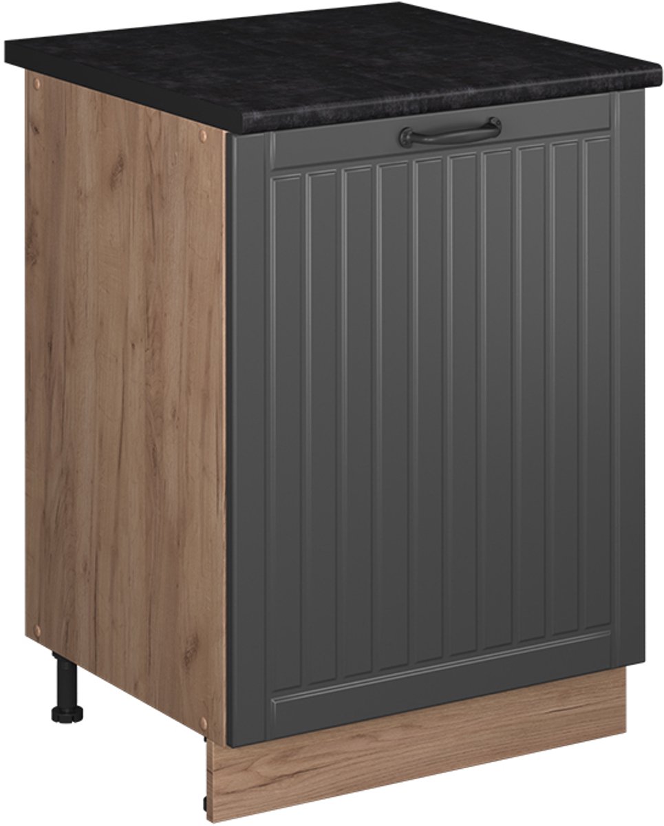 Vicco Wastafelkast Fame-Line, Donkergrijs/Goudkleurig Eiken, 60 cm