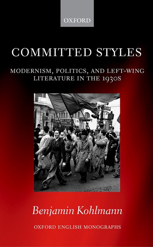Boek 'Committed Styles' met een zwart-witfoto van mensen die lopen met vlaggen op de voorkant.