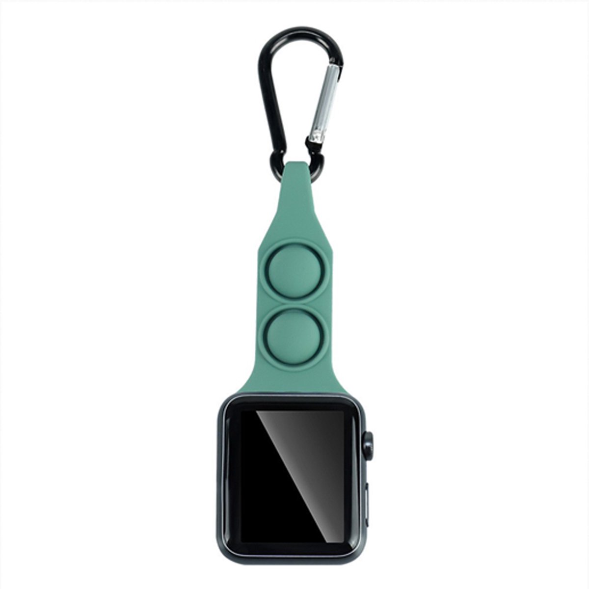 Hospitrix Siliconen Bandje Met Karabijnhaak Geschikt Voor Apple Watch Series 3/4/5/6/Se/7 38/40 Mm - Donker Groen - IWatch Zusterhorloge Band Voor