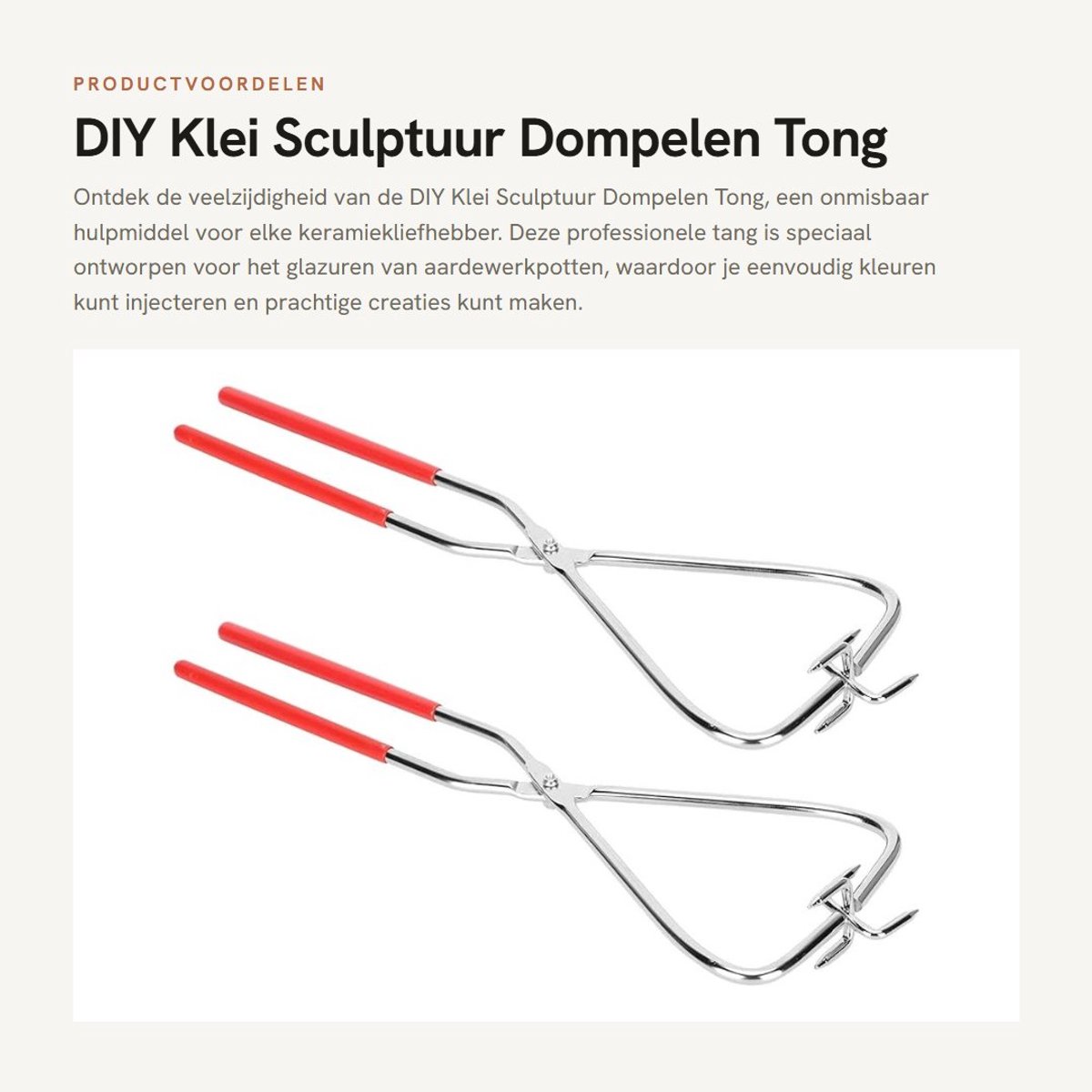 Solidchoice- Dompel Tang Roestvrij Staal - Aardewerk Gereedschap - Glazuur Tool - Comfortabel Handvat - Gemakkelijk Schoon Te Maken - Professioneel Ontwerp