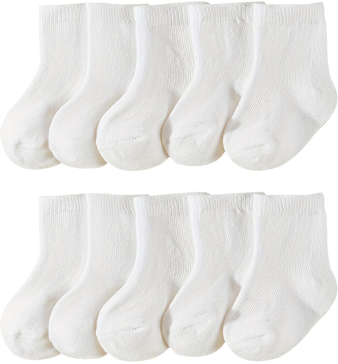 Dailygoods- Babysokken 10 Paar - Zachte Katoenen Sokken - Elastische Uniseks Sokken - Hoge Elasticiteit - Comfortabele Pasvorm - Voor Peuters - Baby Sokken