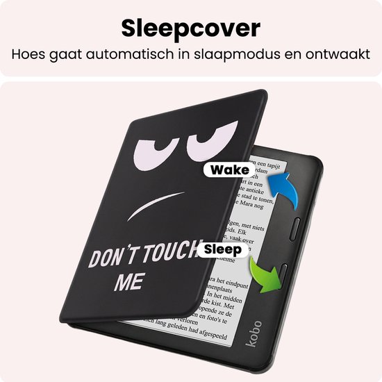 Hoes Geschikt voor Kobo Libra 2 Hoesje Bookcase Cover Book Case Hoes Sleepcover - Don't Touch Me — afbeelding 3