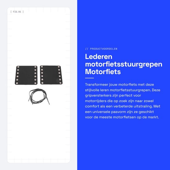 Dailygoods- Motorfietsstuurgrepen Leren - 2 Stuks - Geschikt voor de meeste motorfietsen - Kleur: Zwart/Bruin/Rood/Geel - Afmetingen: 11 x 11,5 cm - Inclusief bandjes - Motorfiets Handgrepen