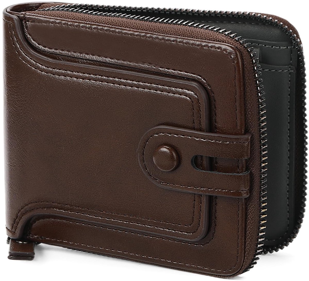 Dailygoods- Herenportemonnee met RFID-bescherming - Duurzaam veganistisch leer - 7 Kaartvakken - Compact ontwerp 12 x 9,6 x 2,7 cm - Muntvak - Lange levensduur - Portemonnee