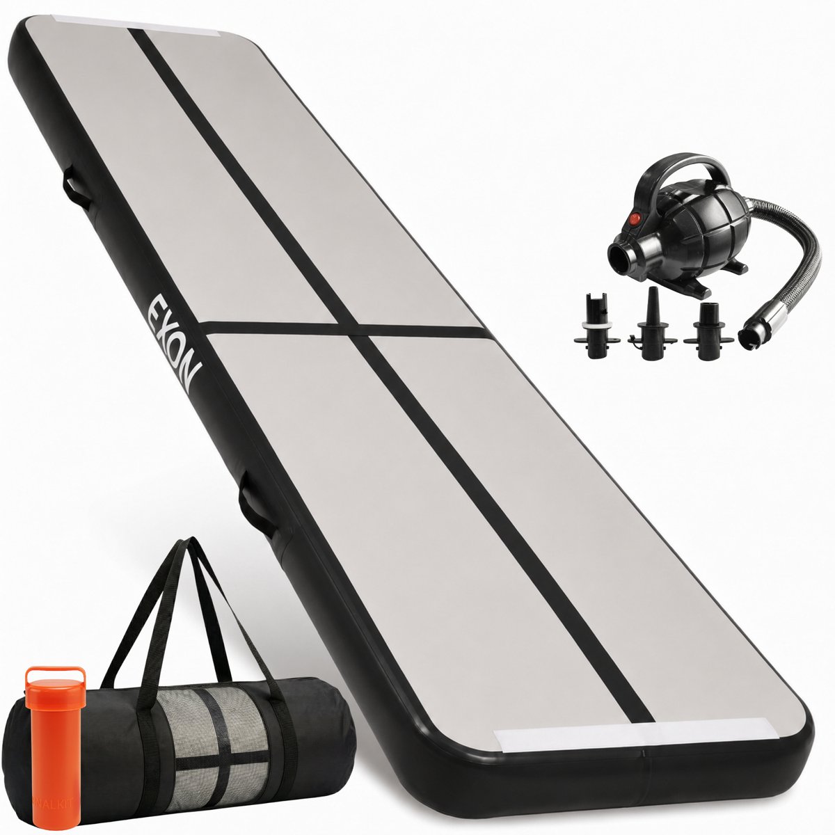 Exon® AirTrack Pro 400x100x20 CM - 20cm Dik - Turnmat - Sporten - Buiten & Binnen - Turnen - Waterproof - Incl. Elektrische Pomp - Zwart