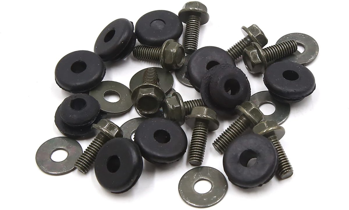 Dailygoods- Uitlaat Slang Bescherming - Set van 10 - Stalen/Rubberen Afdichtingen - Boutenschroeven 6 mm x 16 mm - Duurzaam - Eenvoudig te Installeren - Uitlaatdempers