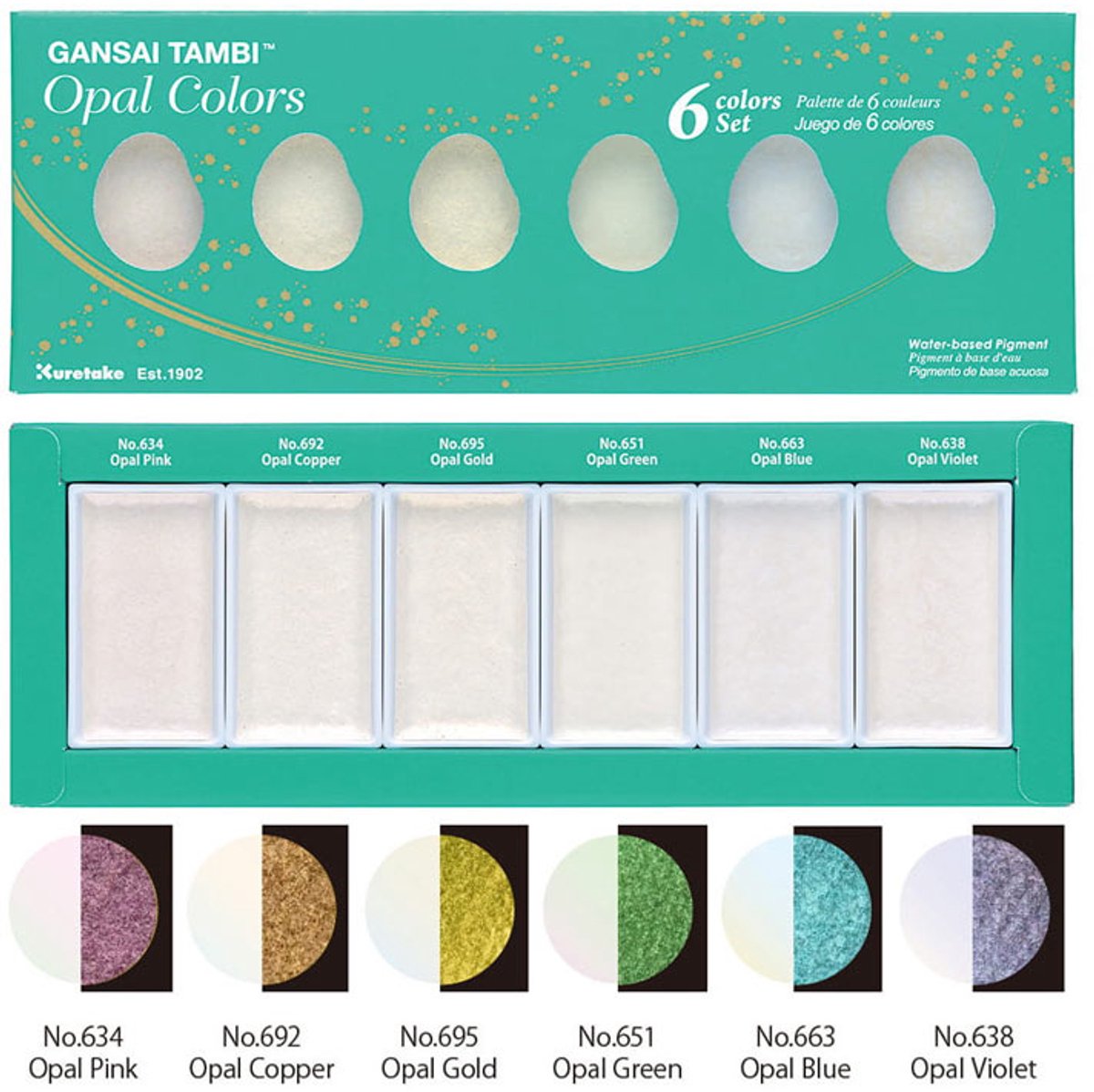 Kuretake Gansai Tambi - Opal Colors + EXTRA een Kuretake Brushpen