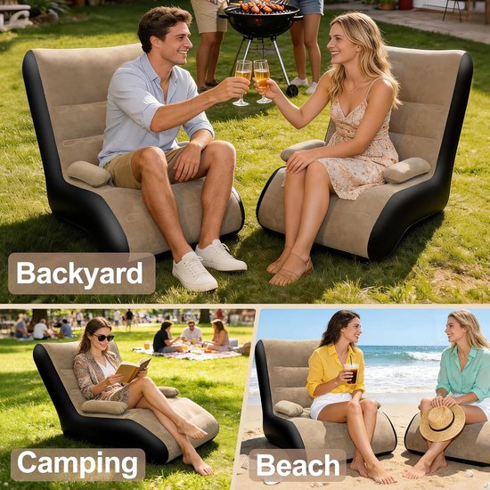 Opblaasbare Bank - Waterdicht - Draagbaar - Voor Camping - Tuin & Filmavonden - Binnen & Buiten — afbeelding 5