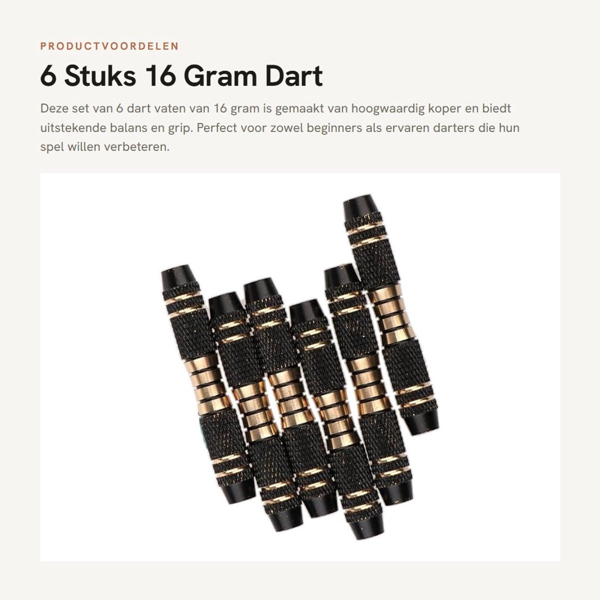 Dailygoods- Dart Vaten 16 Gram - 6 Stuks - Koper - Duurzaam - Standaard Draad - Verbeterde Controle - Dartpijlen