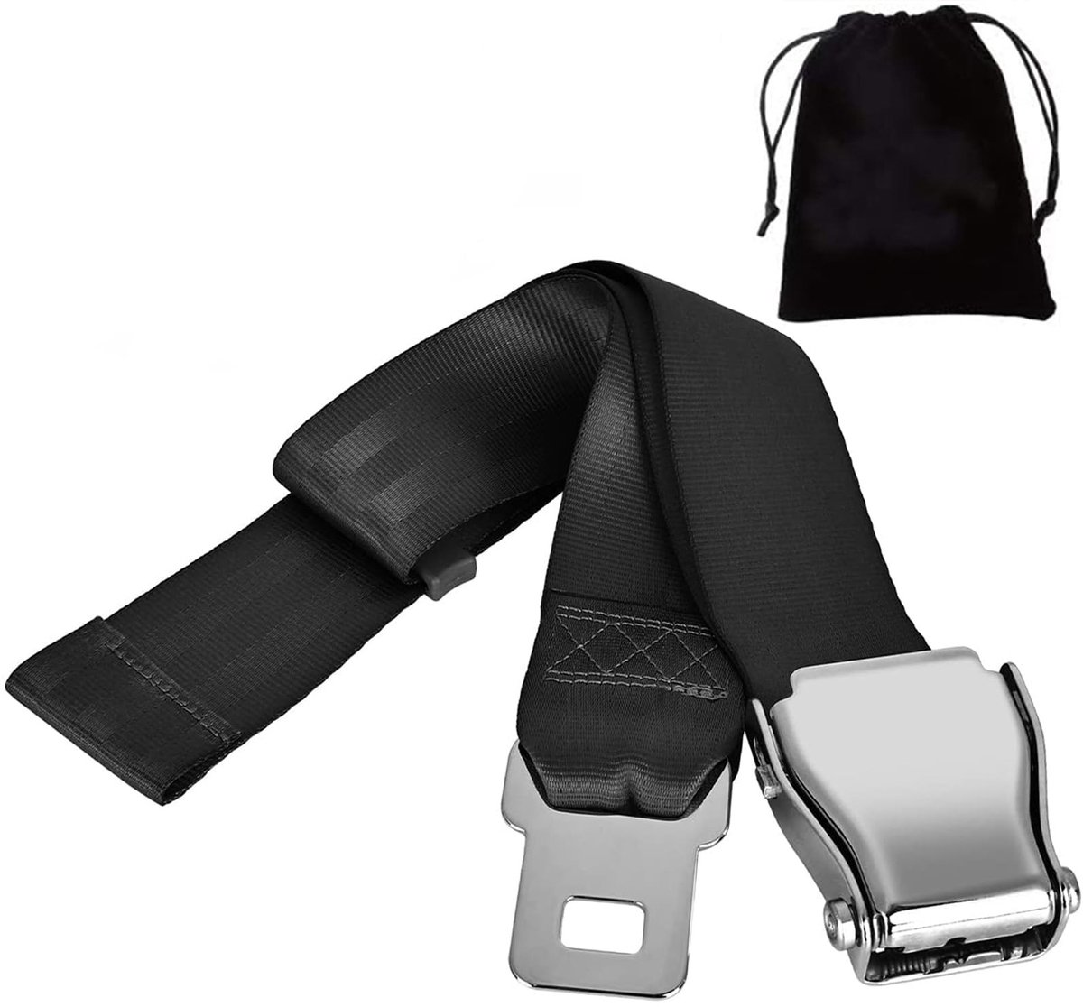 Dailygoods- Veiligheidsgordel Verlenger - Universele Gordel Extender - Voor Vliegtuig/Auto - 1 Stuk - 4,6 cm x 80 cm - Polyester/RVS - Gordelverlenger