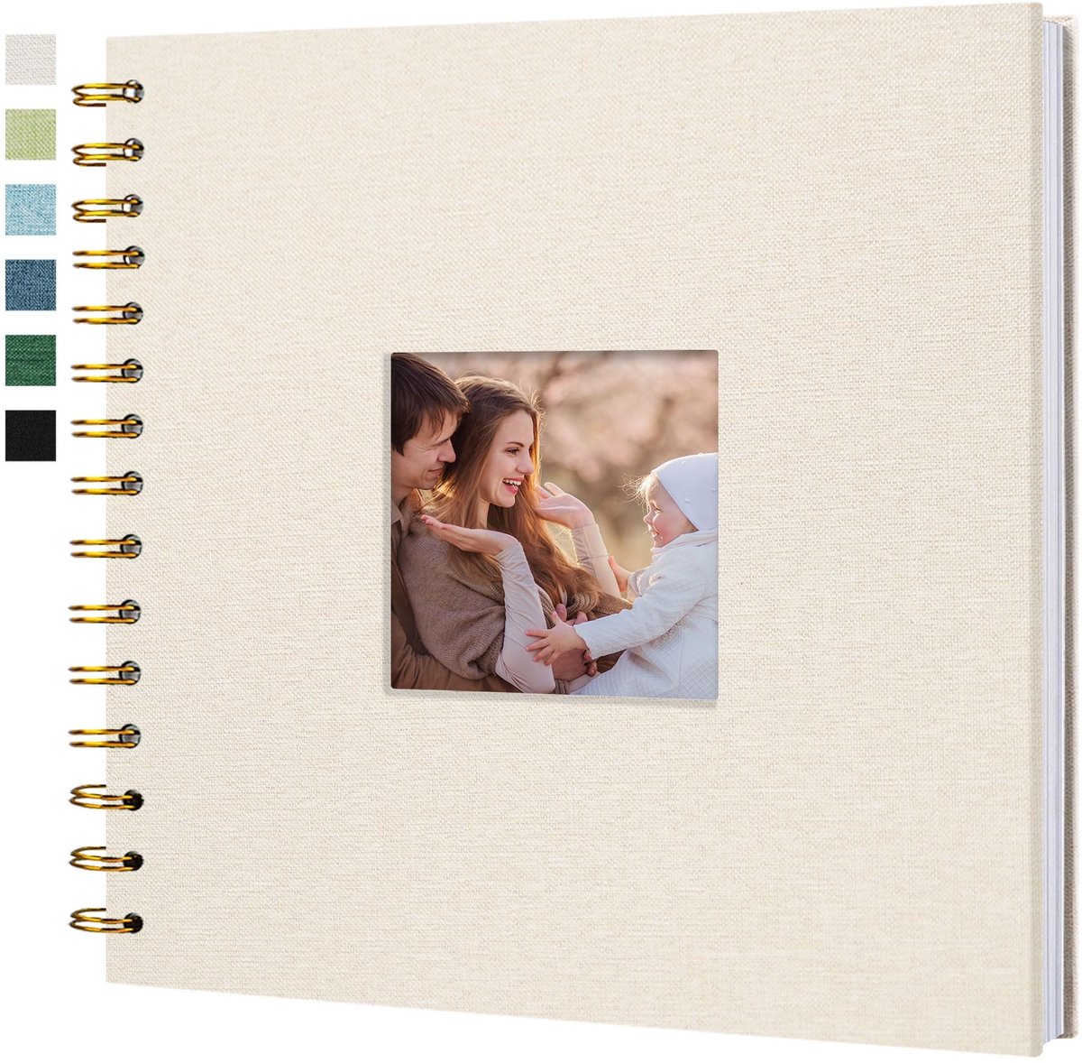 Dailygoods- Scrapbook Linnen Cover - 20x20 CM - 40 Pagina's - Zuurvrije Binnenpagina's - DIY Venster - Vintage Design - Plakboek