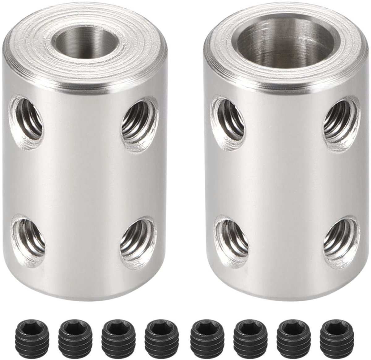 Dailygoods- Koppeling Stijve - Roestvrij Staal - 5 mm tot 8 mm Boring - L22 x D14 - 2 Stuks - Motoraccessoires - Asverbinder