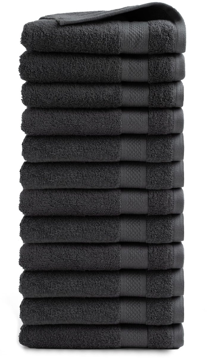 Dailygoods- Handdoekenset 12-delig - 100% Katoen - 500 g/m² - Huidvriendelijk - Oeko-Tex Gecertificeerd - Praktische Ophanglus - Badhanddoeken