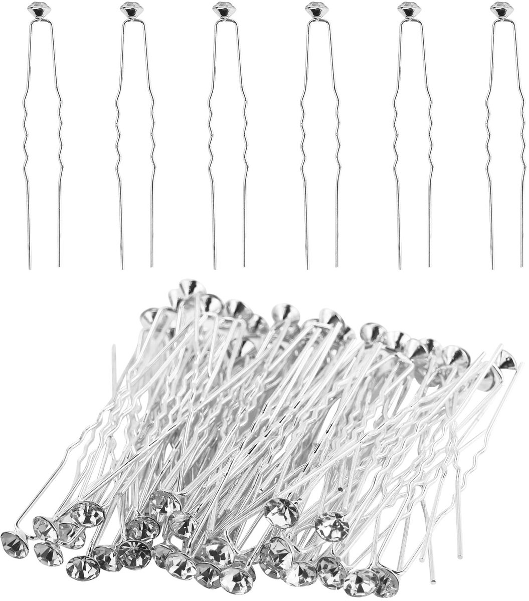 Dailygoods- Haarspelden 60 stuks - Strass Haarspelden - Bruidsaccessoires - Hoofdtooi Bruidsmeisjes - Luxe Schittering - Roestbestendig Metaal - Haaraccessoires