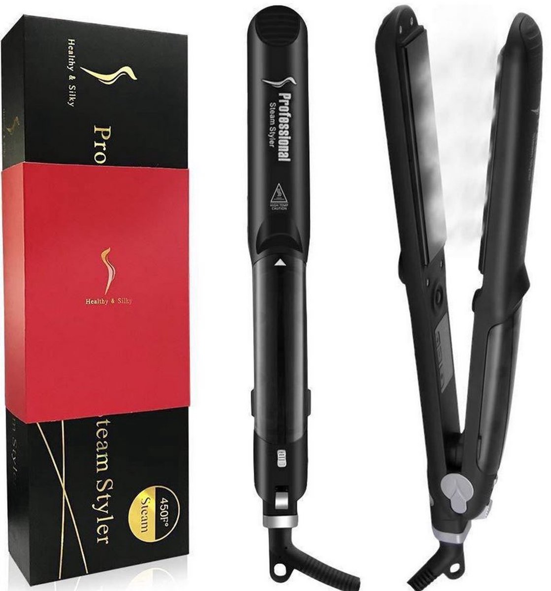 Steam Stoom Pro & Infrared Hair Straightener Stijltang - Zwart 235ºC Nu Gratis Accessories