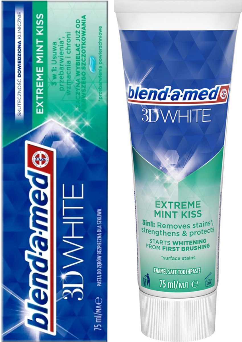 Blend-A-Med 3D White Extreme Mint Kiss Tandpasta - 75 ml - Whitening - Extra Frisse Adem