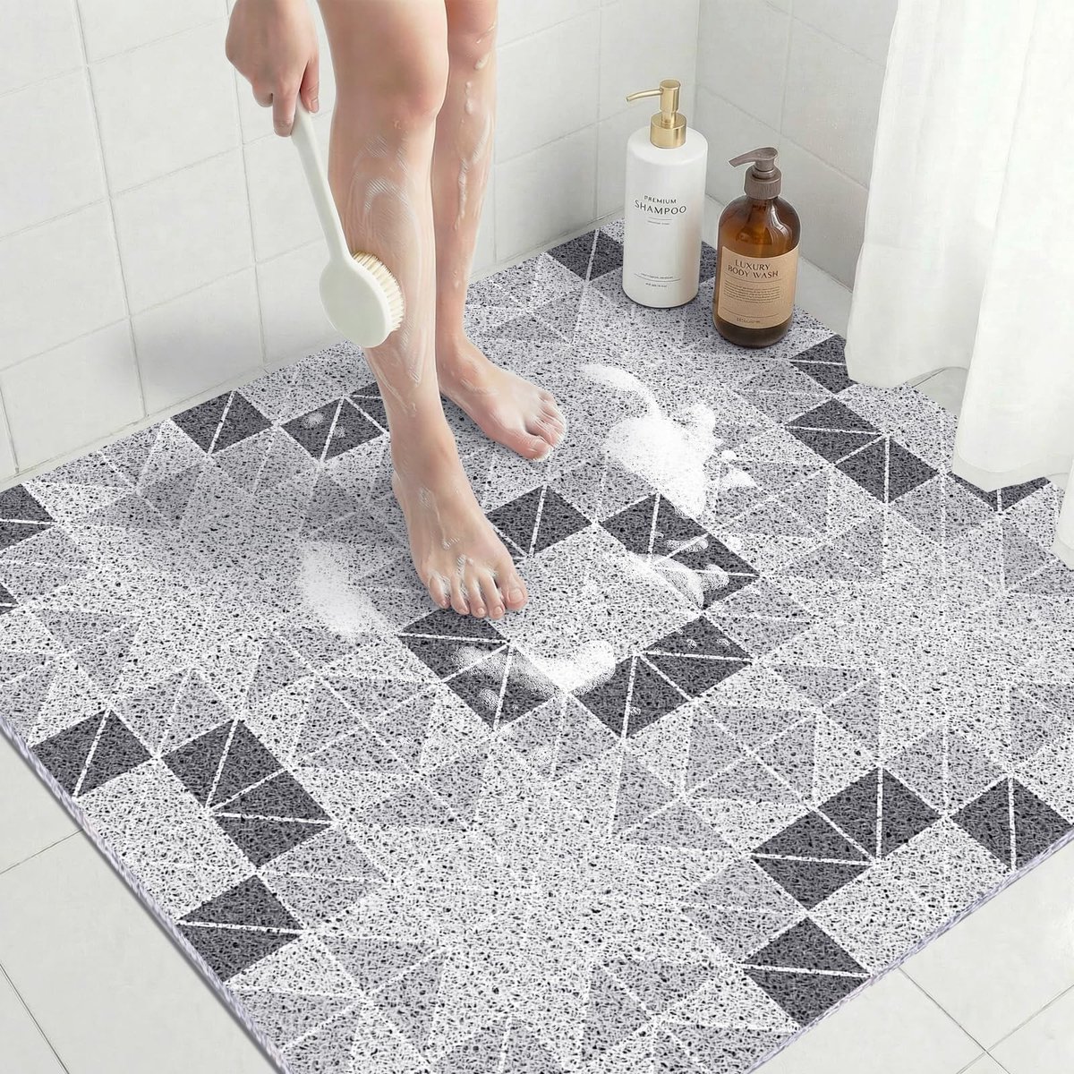 Dailygoods- Douchemat Antislip 80 x 80 cm - PVC - Vierkant - Sneldrogend - Geurneutraal - Met Drainage - Badmat