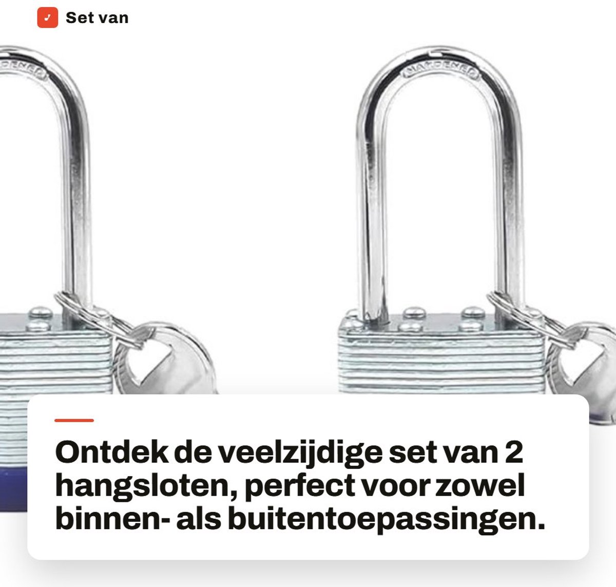 Dailygoods- Hangslot Set van 2 - Robuust Sleutelhangslot - Slijtvast en Duurzaam - Geschikt voor Binnen en Buiten - Hoogwaardig Staal - 40mm Slotkern - Sloten