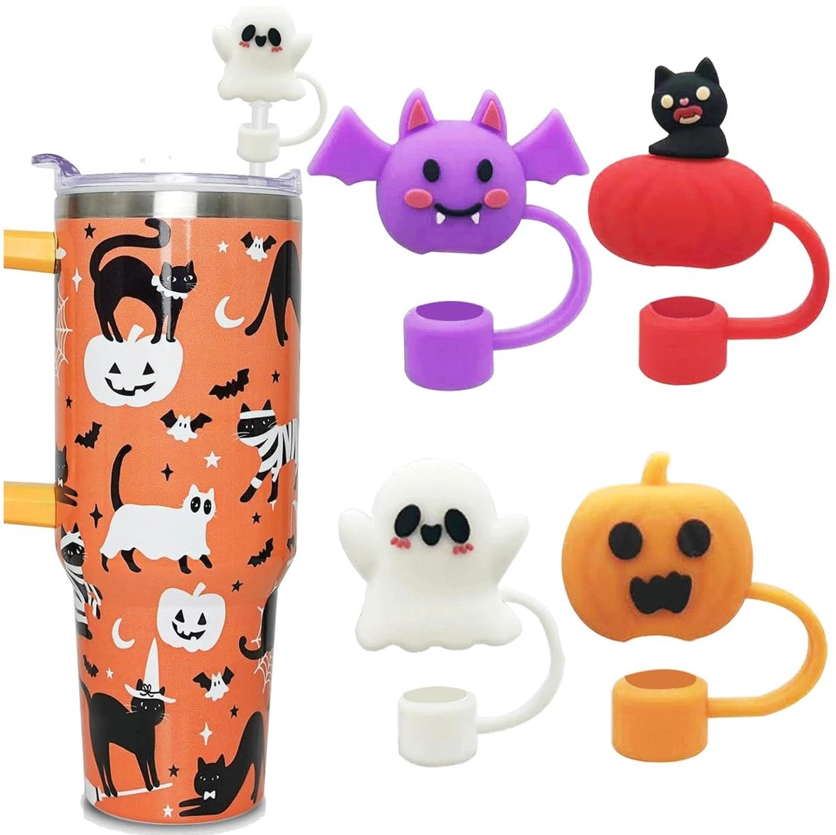 Dailygoods - Afdekkappen voor Rietjes, Set van 4 voor Stanley Bekers