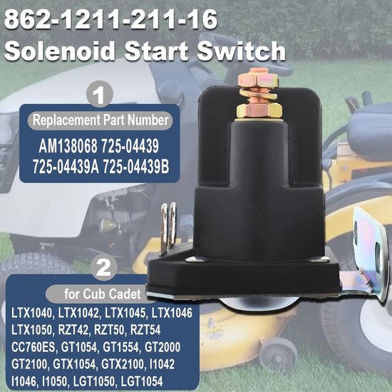 Dailygoods- Startrelais Vervanging voor MTD/John Deere/Cub Cadet - 12 V Magneetschakelaar - Grasmaaier - Gazontractor - Compatibel met diverse modellen — afbeelding 4