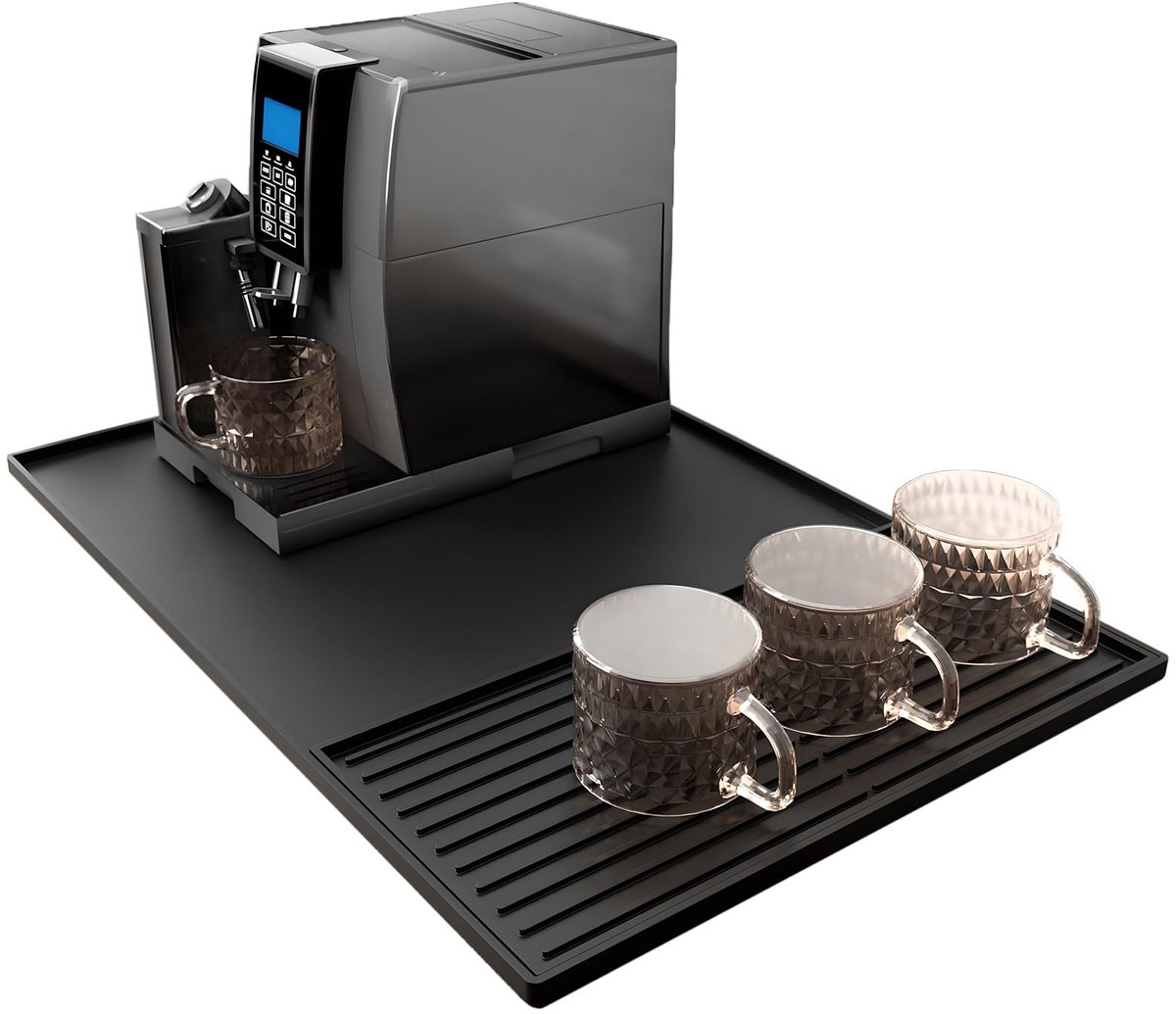 Dailygoods- Siliconen Mat Hittebestendig 60x40 cm - Afneembaar Verlengstuk - Antislip Ondergrond - Duurzaam - Gemakkelijk te Reinigen - Vermindert Trillingen - Koffiemat
