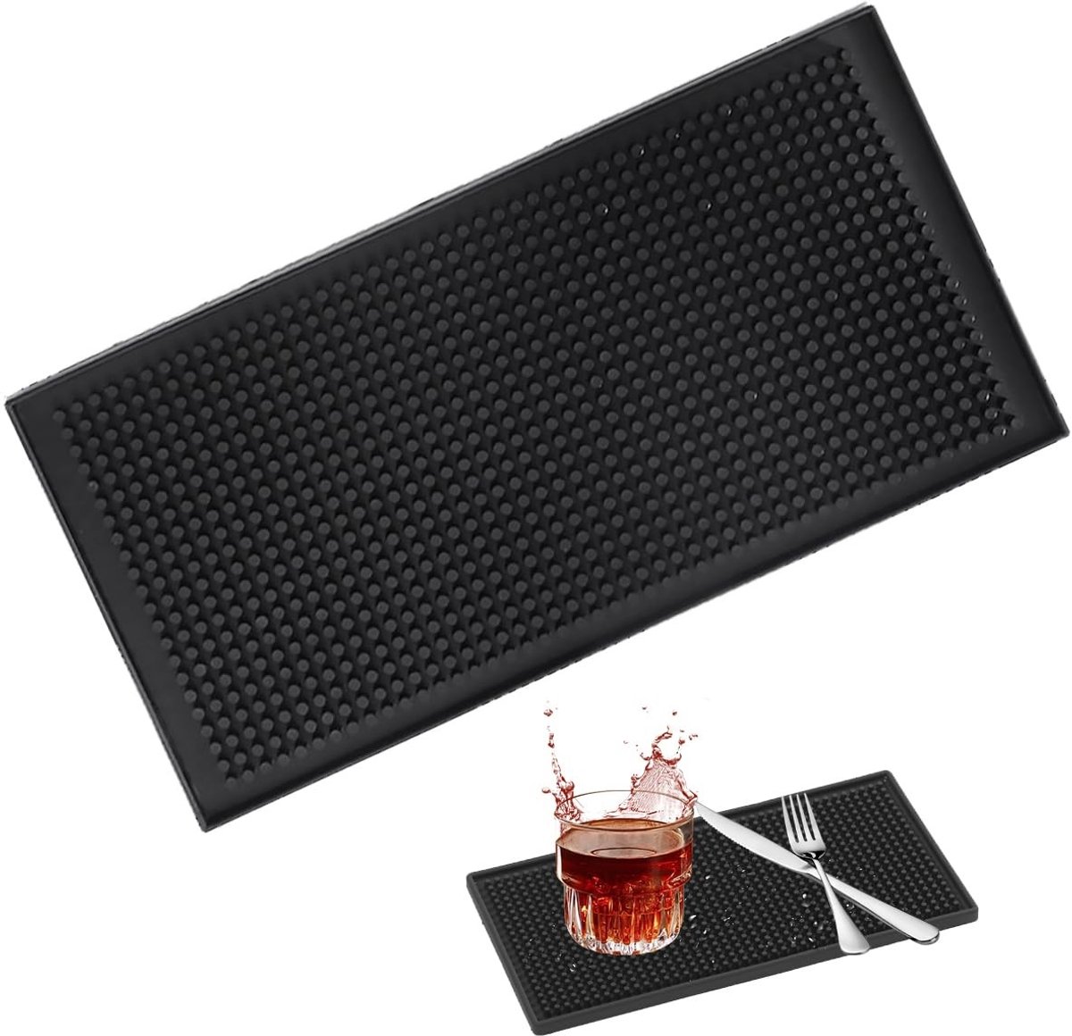 Dailygoods- Afdruipmat Antislip - Siliconen Afdruipmat 30x15 cm - Bar Service Mat - Sneldrogende Overloopmat - Milieuvriendelijk PVC/Rubber - Afwatering en Organisatie - Tampingmat