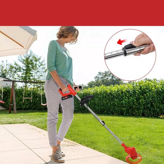 21V Draadloze Trimmer - 650W Grastrimmer Met 1 X 2000mah Accu - Accu-Trimmer - Tuintrimmer - Verstelbare Hoogte En Maaikop — afbeelding 5