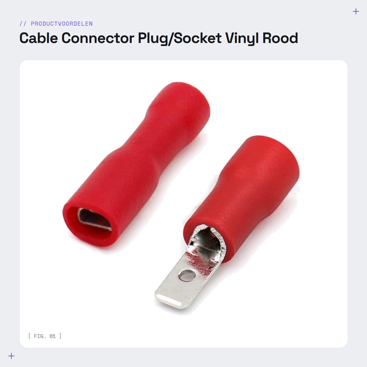 Dailygoods - Cable Connector - Plug/Socket - Vinyl - Rood - 2.8 x 0.5 mm - Kabelterminals - Geschikt voor 0.5-1.5 mm² - Pack of 100