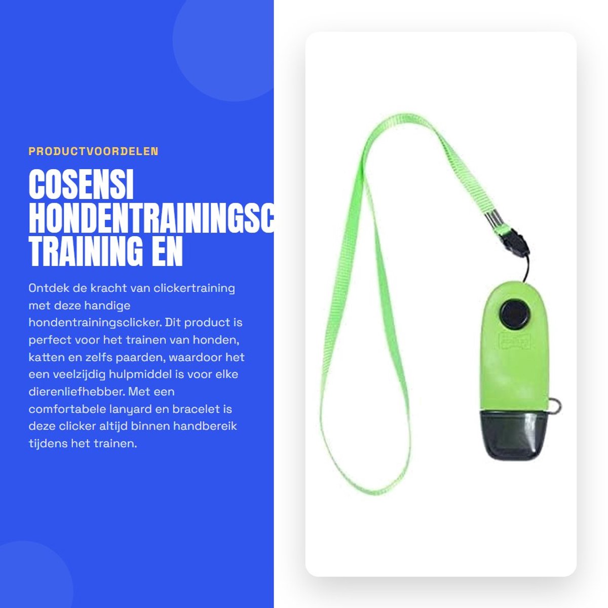 Dailygoods- Clicker Training - Honden/katten/paarden - Communicatietool - Lanyard - Professioneel - Inclusief 1x Clicker - Trainingsclicker