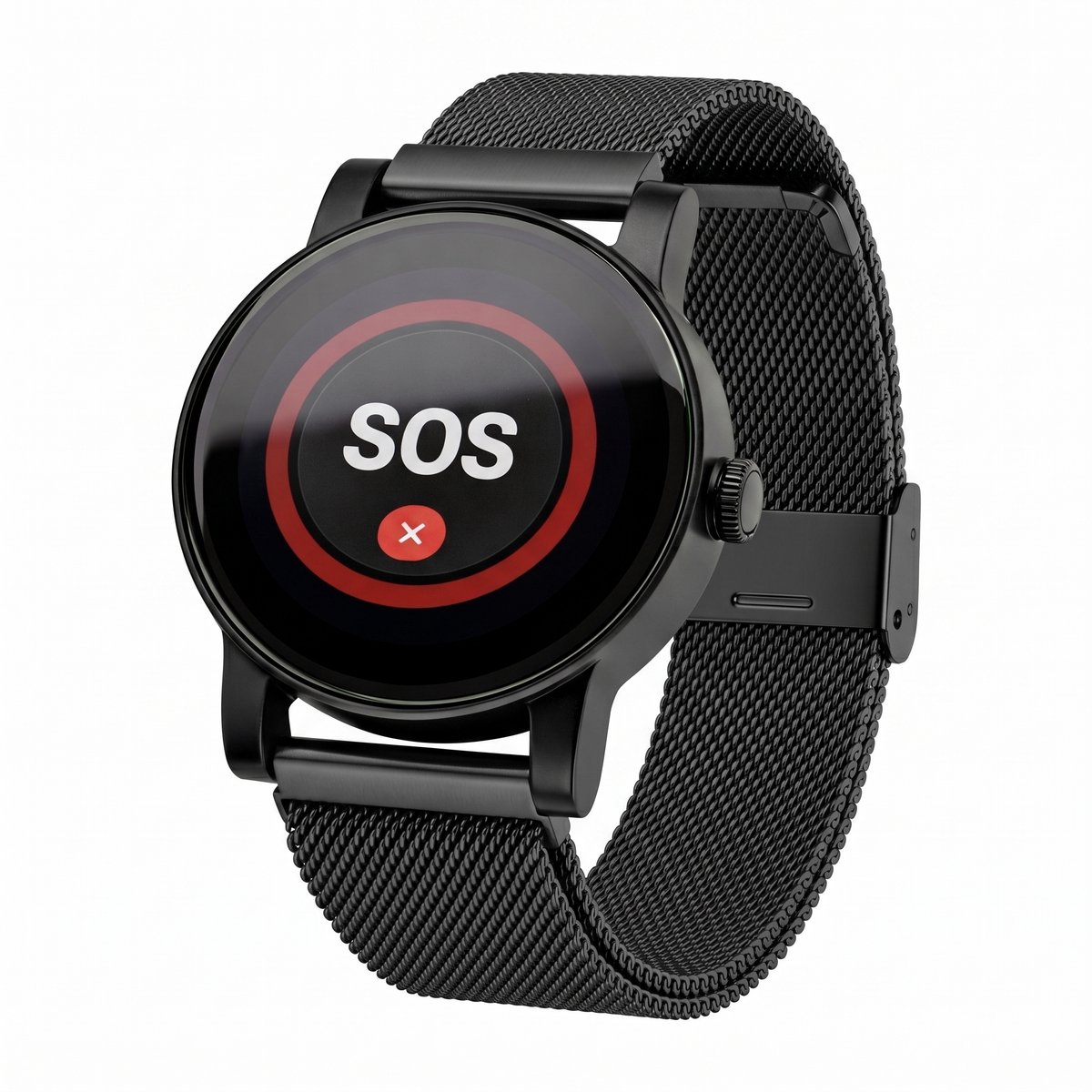 mijnSOS-Horlogeband-RVS-Zwart-22mm-Universeel- Roestvrij stalen Mesh- Bandje- Luxe uitstraling