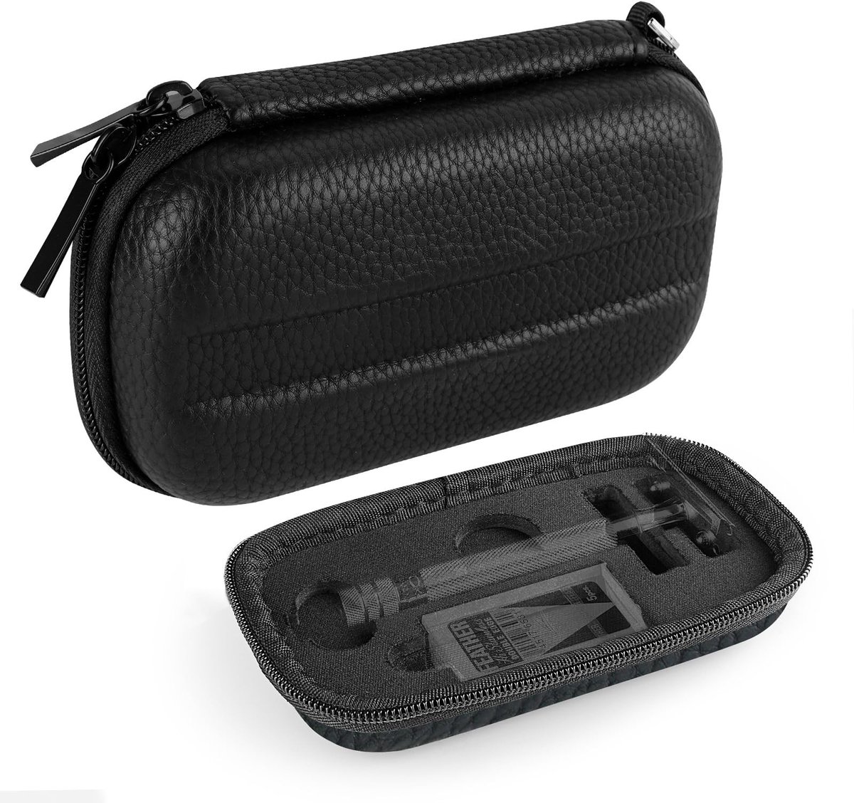 Solidchoice- Reishoes Harde Reisopbergkoffer - Compatibel met Vikings/Merkur/Shaving Revolution - Scheermes/Accessoires - Bescherming tegen Schade - Vegan Leder Zwart - Scheermesetui