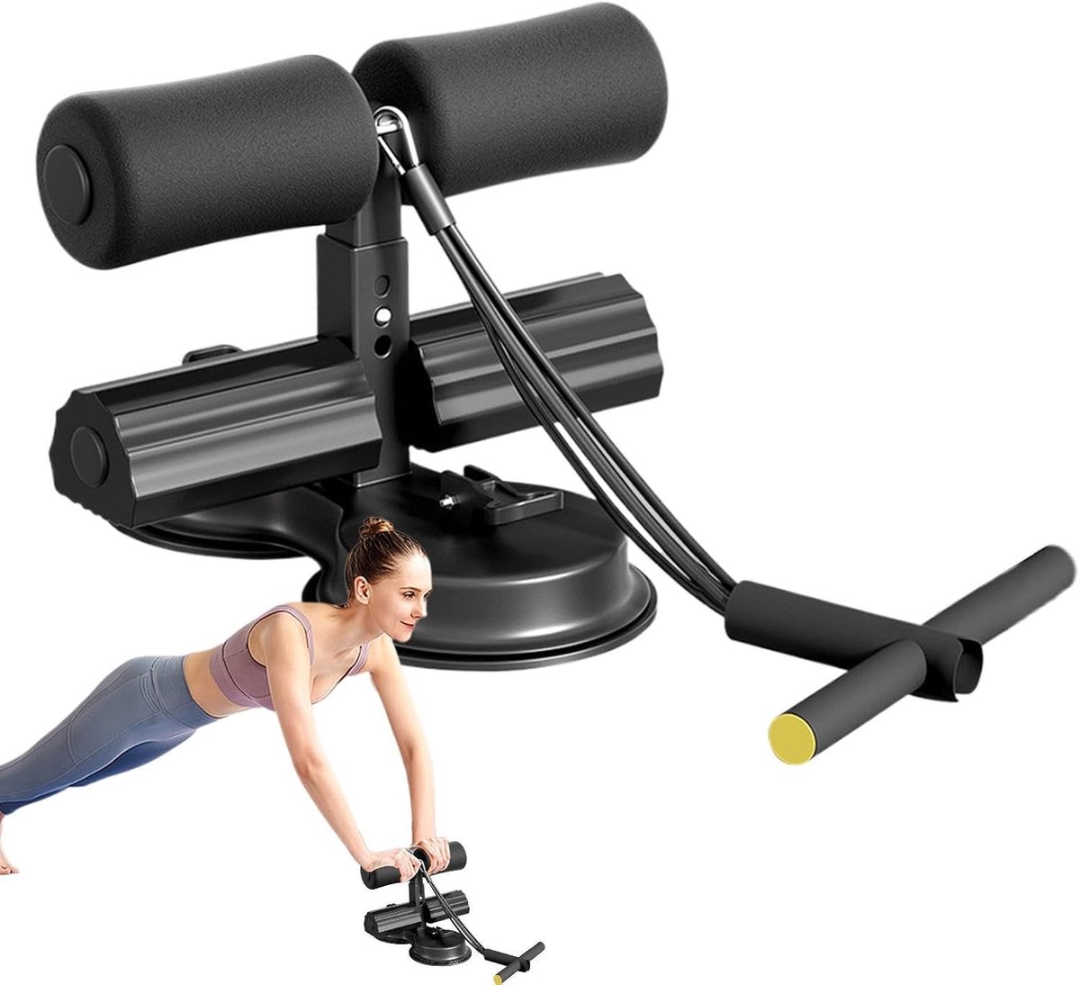 Buikspier trainer - Zitgereedschap - Core training - Sterke zuignap - 276 cm lang - Zwart