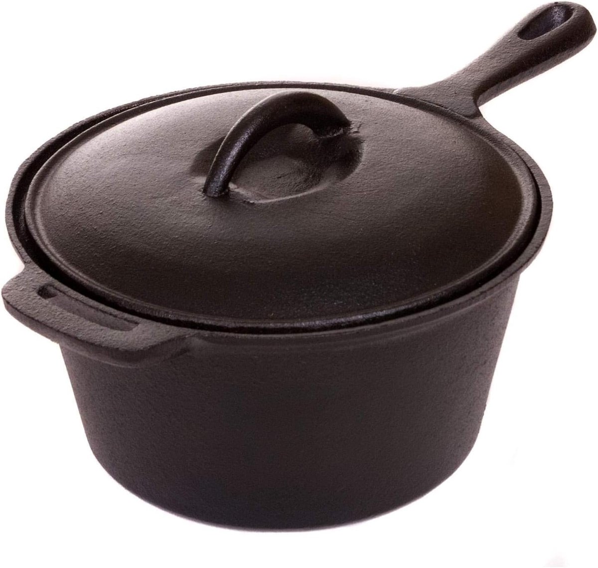 Gietijzeren Sauspan Kookpan Koken en Sudderen Vooraf Gekruid 1.89 Liter Zwart