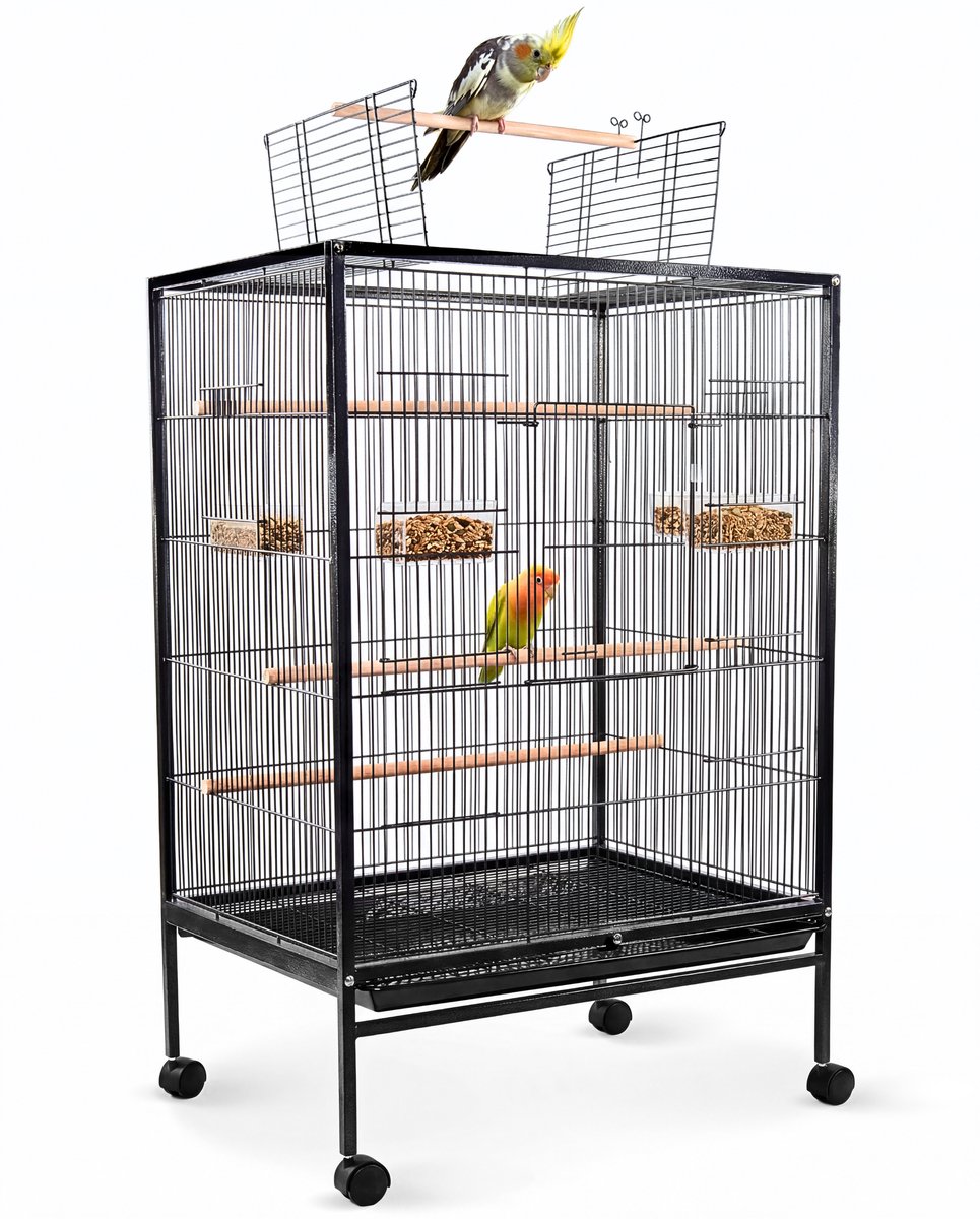 Bol.com Mobiclinic Ninfa - Vogelkooi - Met zitplaats en accesories en wielen - Eet en drinkbakken - 95 x 43 x 61,5 cm - 8 poorte... aanbieding