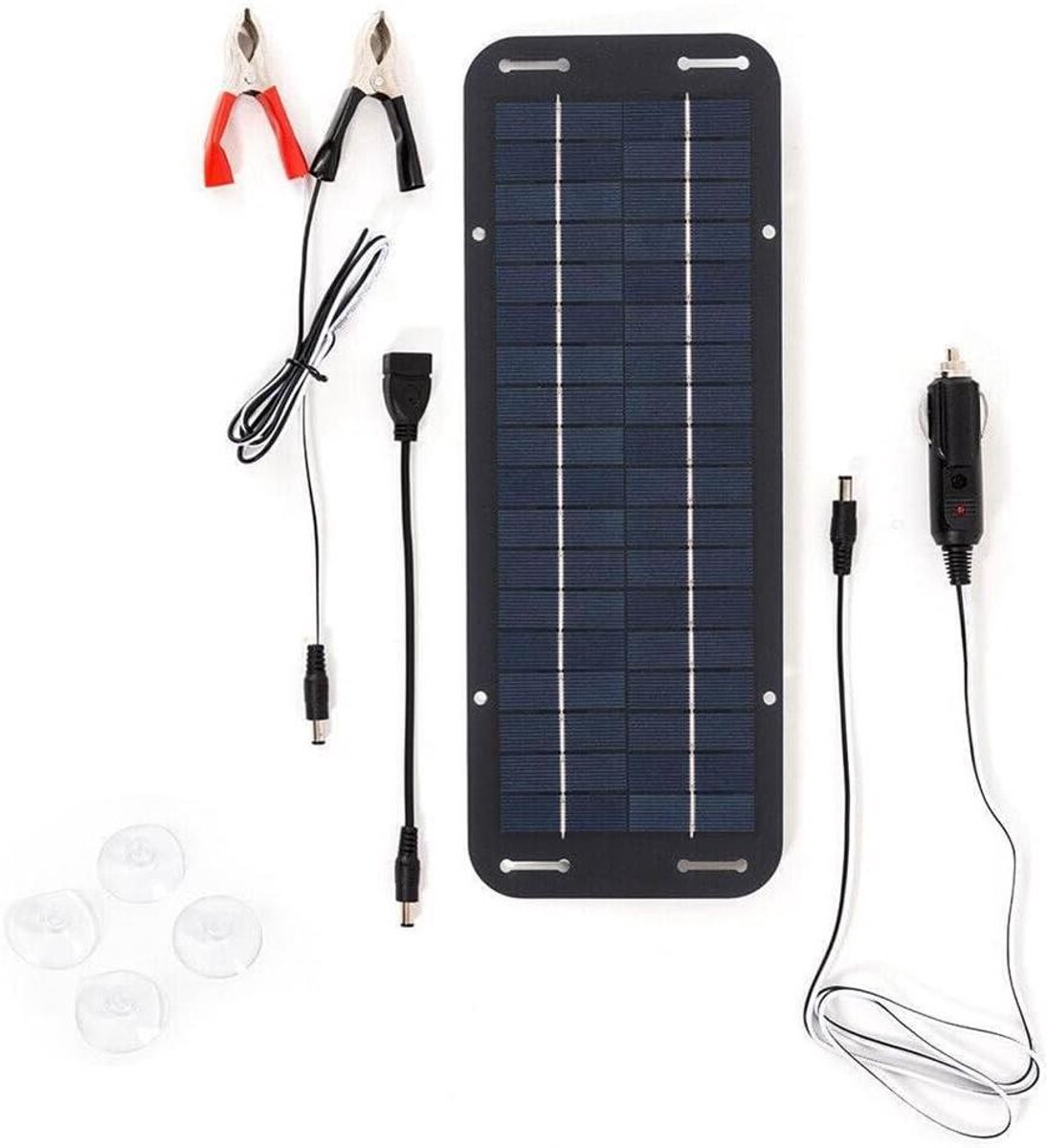 Draagbaar Zonnepaneel - Acculader Beheerder - Voertuigen Opladen - Monokristallijn Silicium - 30 Watt - Zwart