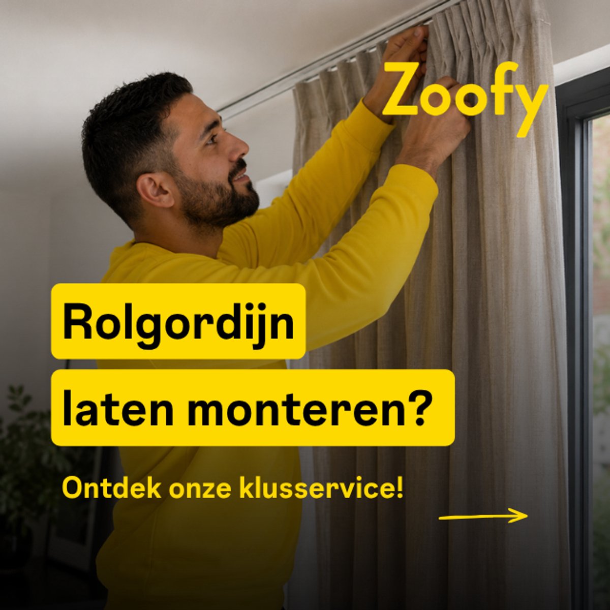 Boek een vakman voor rolgordijn ophangen – door Zoofy in samenwerking met Bol