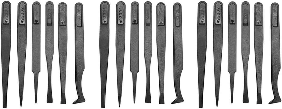 Pincet Set - Precisie Tools - Elektronica Reparatie - Anti Statisch - 18 Stuks - Zwart
