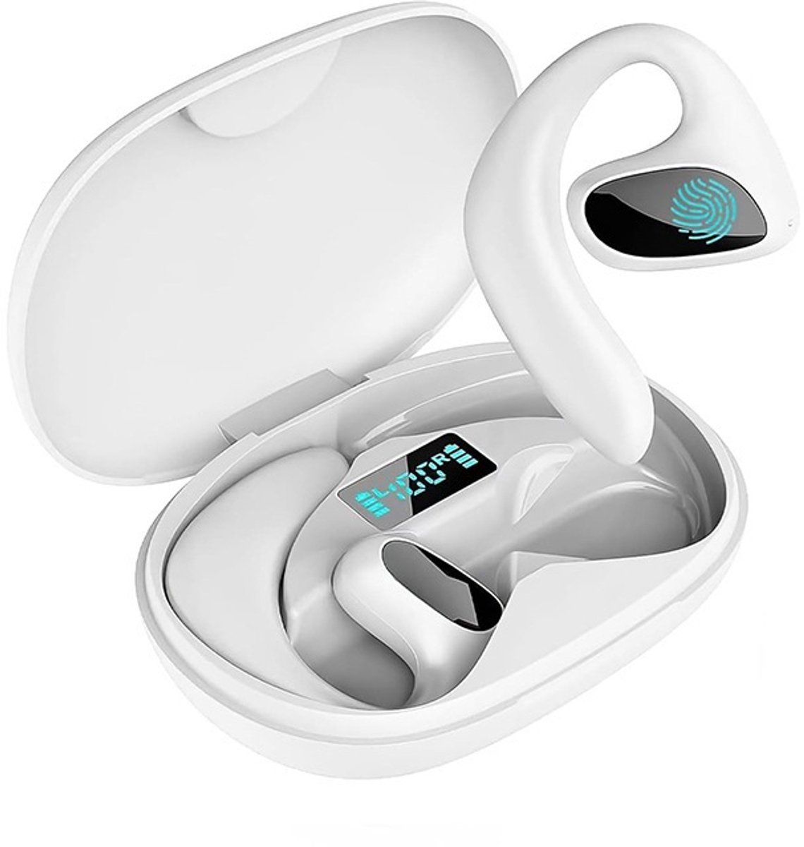 Vertalingsoortjes, draadloze Bluetooth-vertalingsoortjes, offline gespreksvertaling - slimme vertalingsoortjes die 144 talen ondersteunen - oortjes met oorhaak - wit