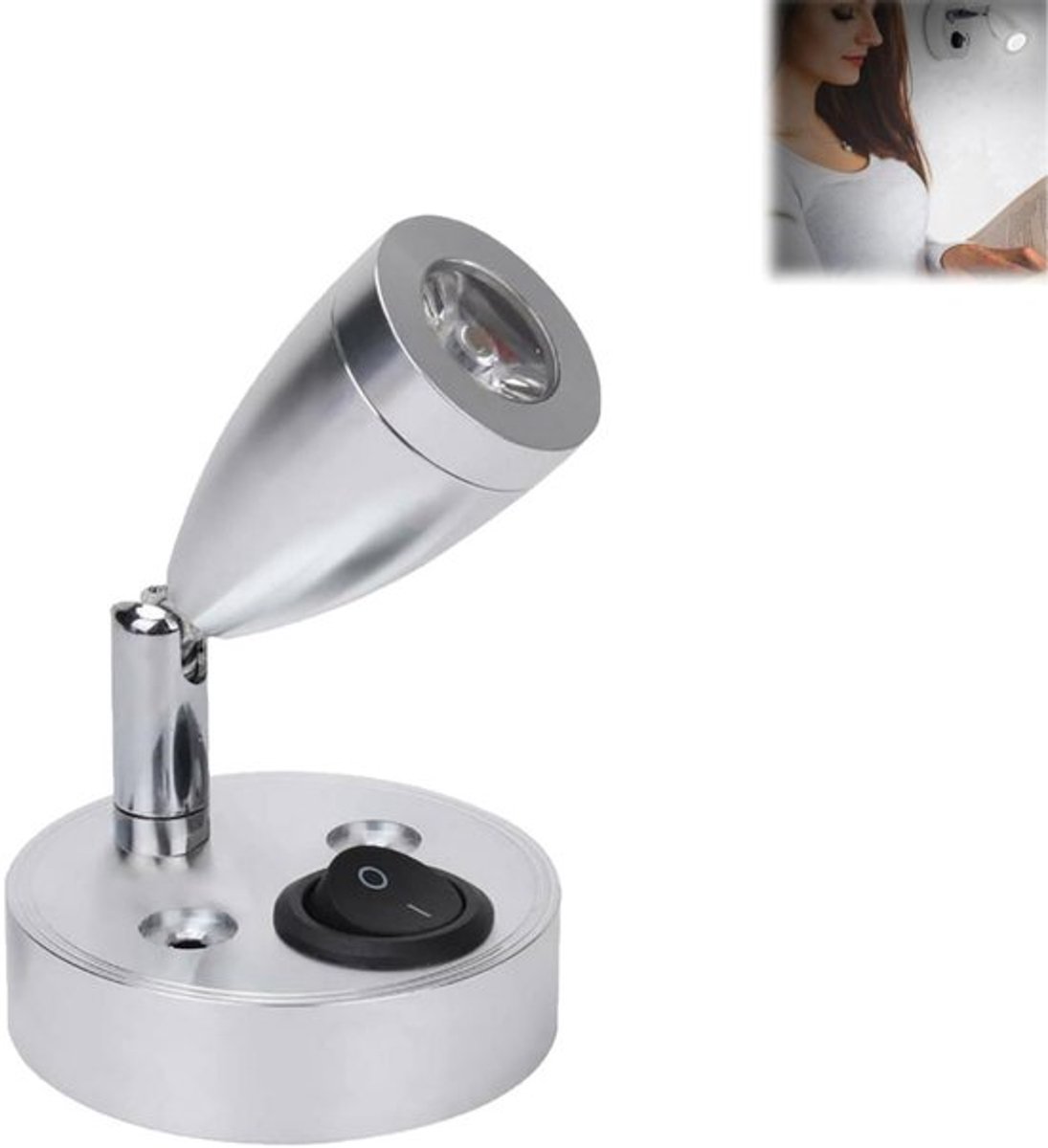 1 stuk - LED-leeslamp - Leeslamp voor campers - 12V-wandleeslamp - Binnenverlichting voor campers - Wandlamp - Leesspot met schakelaar - Leeslamp met wit licht 6000k - Decoratieve verlichting voor campers - Geschikt om te lezen (12V, 3W)