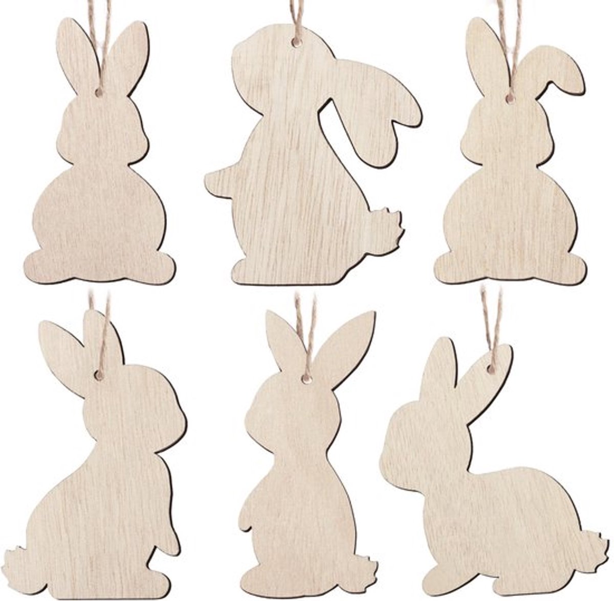 12 stuks Paas Houten Ornament