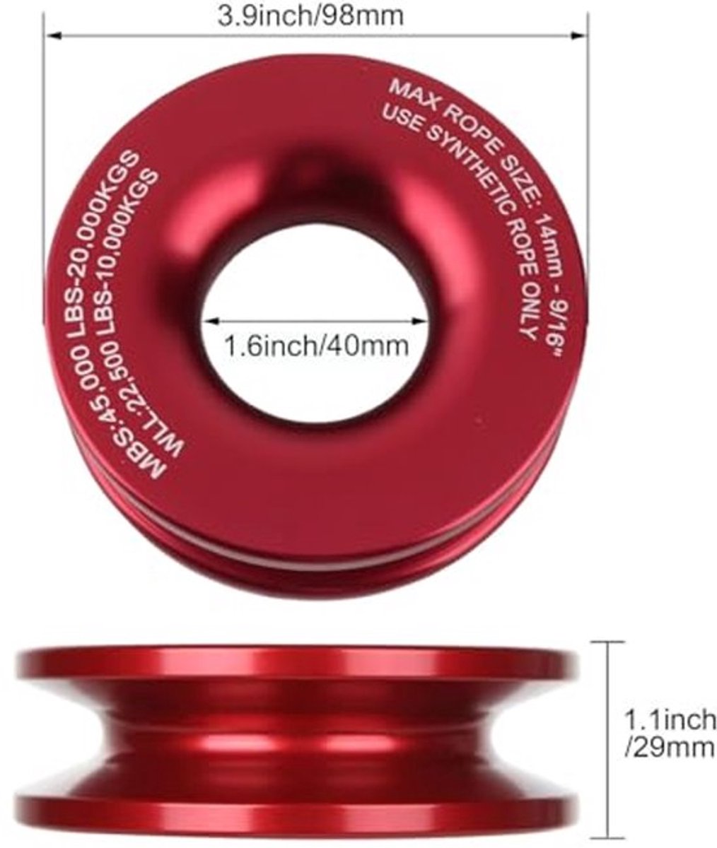Synthetische Zachte Beugel met Lier Ring, 4x4 Herstel Ring Snatch Touwriemen Blok Katrol Kit Aluminium Legering Lier Kabel Trekken voor Off-road ATV UTV Trailer Truck SUV