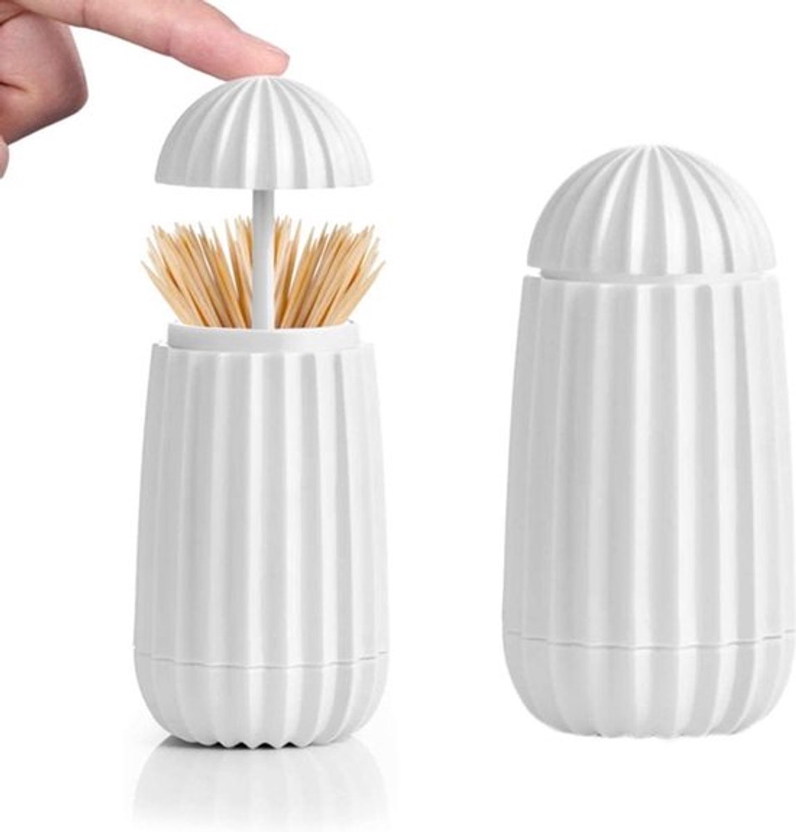 2-delige automatische tandenstokerdispenser, cactusvormig, tandenstokerhouder, tandenstokerdoos, geschikt voor kantoren, restaurants, bars, cafés, hotels (wit)