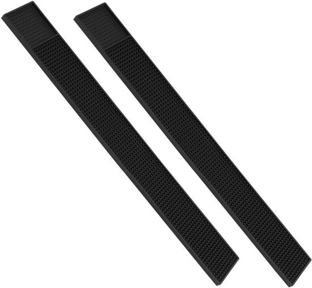 Set van 2 Afvoer Mat Zwart, 60 x 8 cm, Zwarte Bar Mat Rubber, Rubber Afvoer Mat voor Servies voor Keuken Bar Restaurants