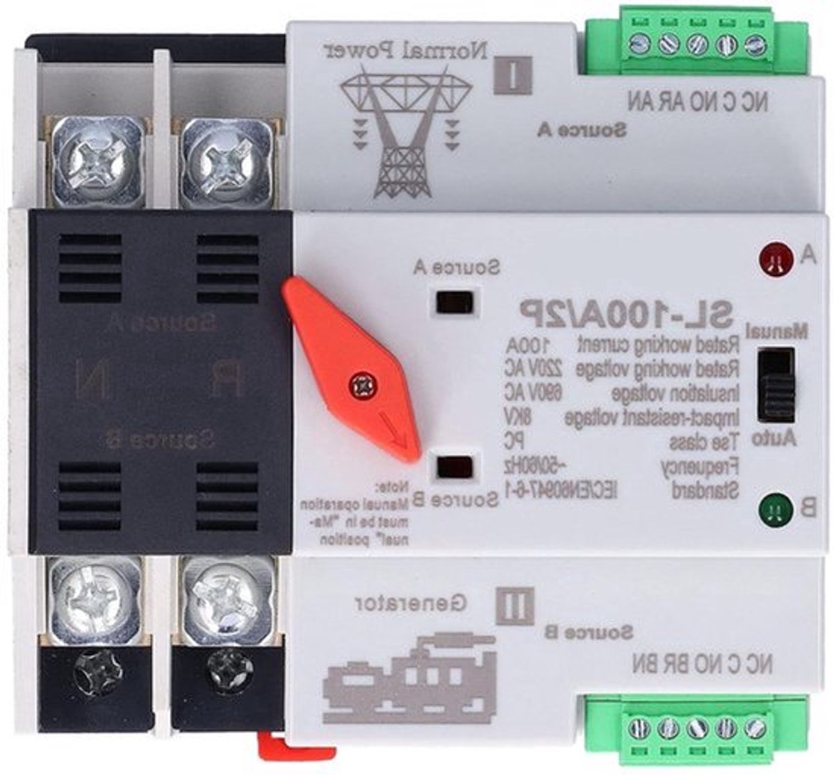 Automatische transferschakelaar 220V 2P 100A ATS PC - Tuimelschakelaar voor noodstroomgenerator