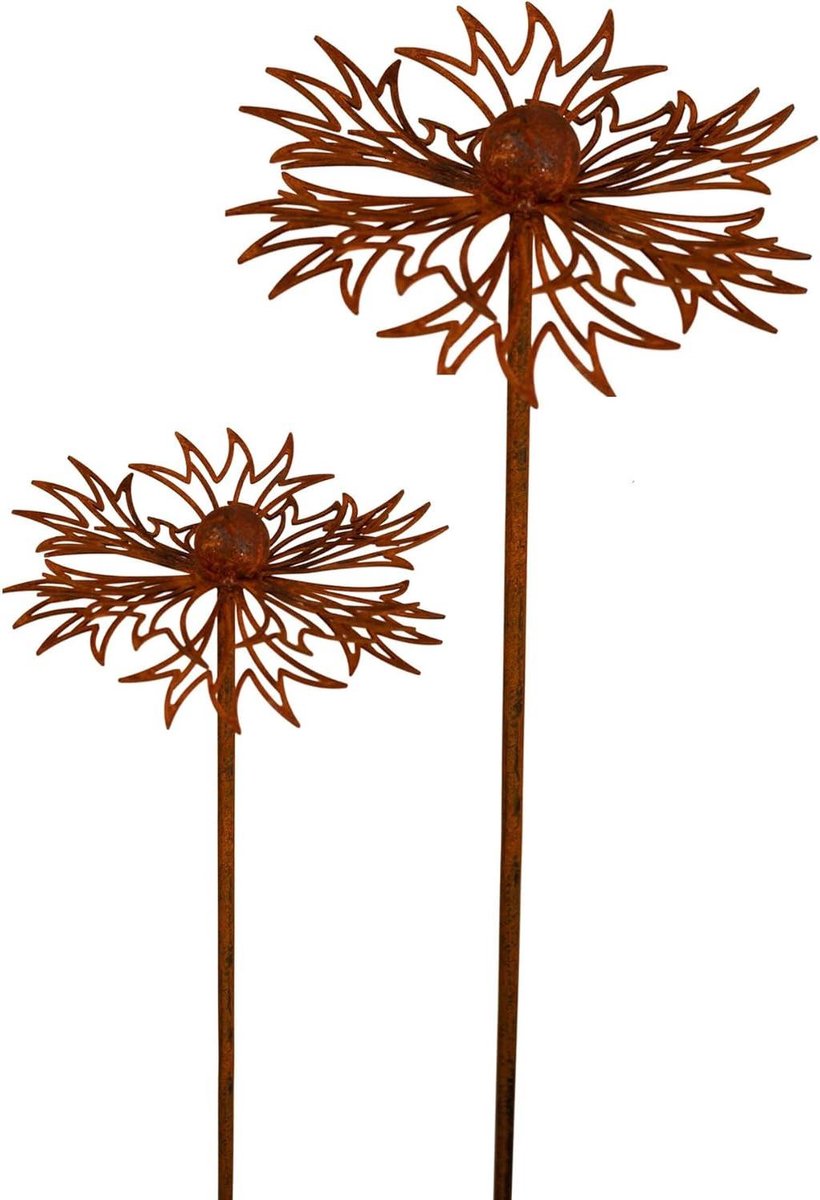 Tuinstekers Set - Bloemdecoratie - Tuin decoreren - Natuurlijke Roest Patina - 75 cm - Roestbruin
