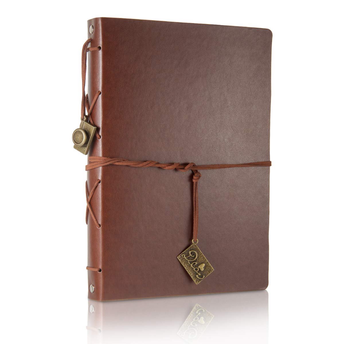 SnelShoppen - Vintage Notitieboek A5 Bruin Lederen Cover - Hervulbaar Schrijven Notebook - Reisdagboek met 200 Kraft Pagina's - Perfect voor Man en Vr