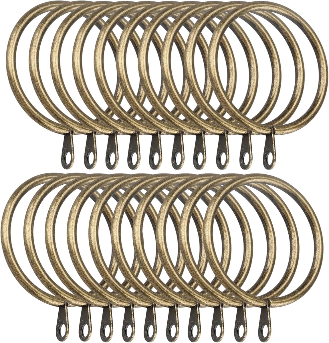 SnelShoppen - 20 Metalen Gordijnringen 45mm Binnendiameter - Decoratieve Gordijnringen met Haken en Ogen - Antiek Brons voor Gordijnroedes - Perfect v
