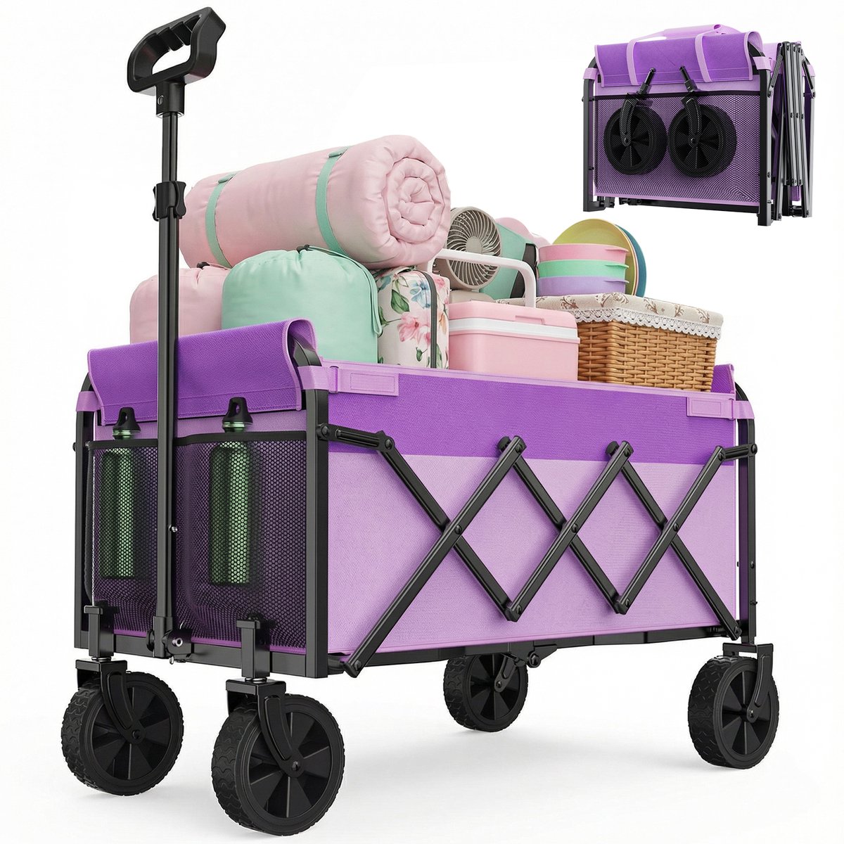 Bolderkar - Bolderkar opvouwbaar - Klein Karretje - Klein Karretje op Wielen - Kleine opvouwbare trolley - draagvermogen 100 kg - Opvouwbare trolley met in hoogte verstelbare handgreep - Voor campers - Lichtgewicht - ruimtebesparend en duurzaam